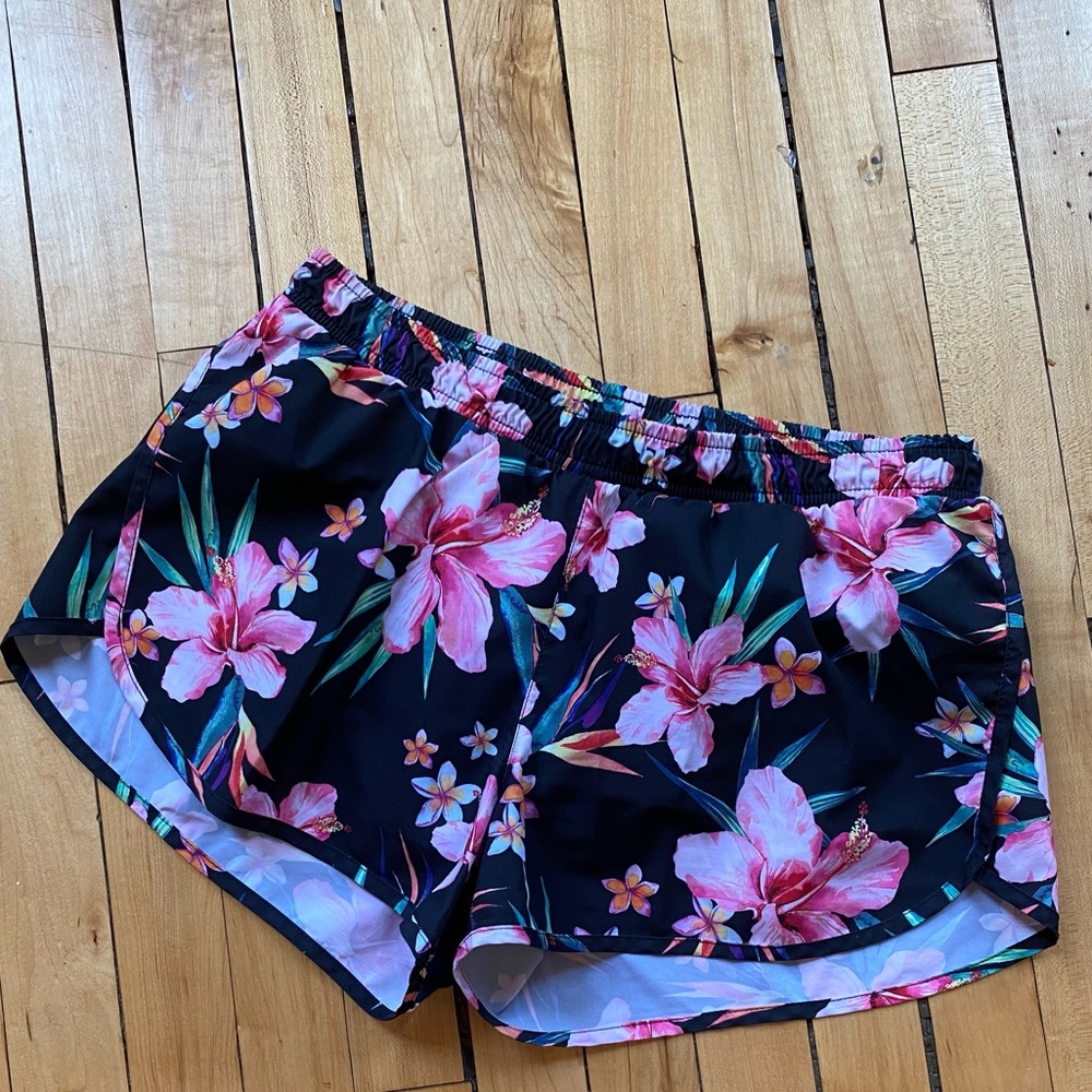 Tropical print running shorts